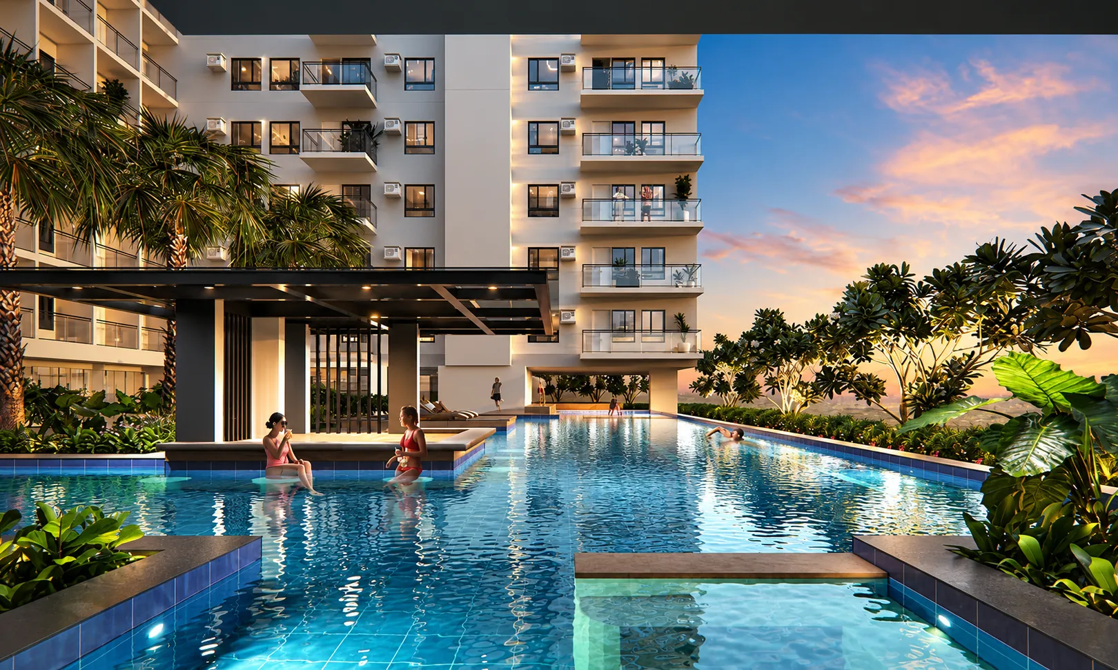 Pools and fitness areas at Grand View Tower